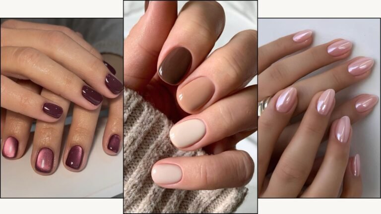 A collage of short fall nail ideas