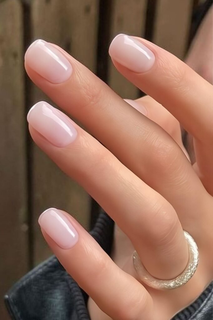 Short square milk mani