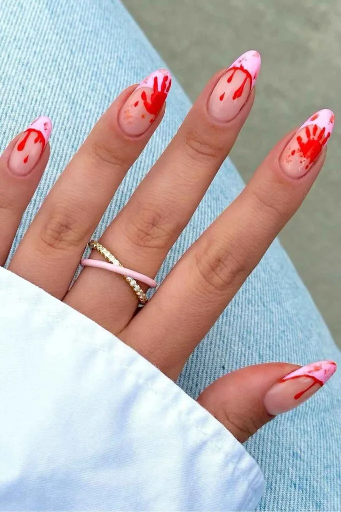 Slasher inspired blood drip nails