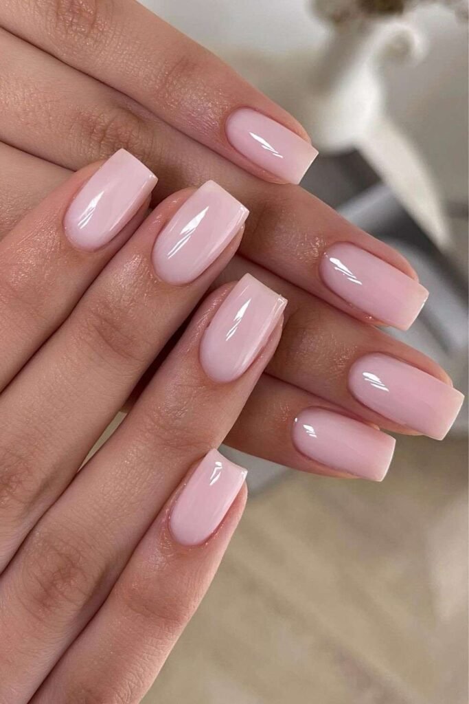 Soft pink glossy nails