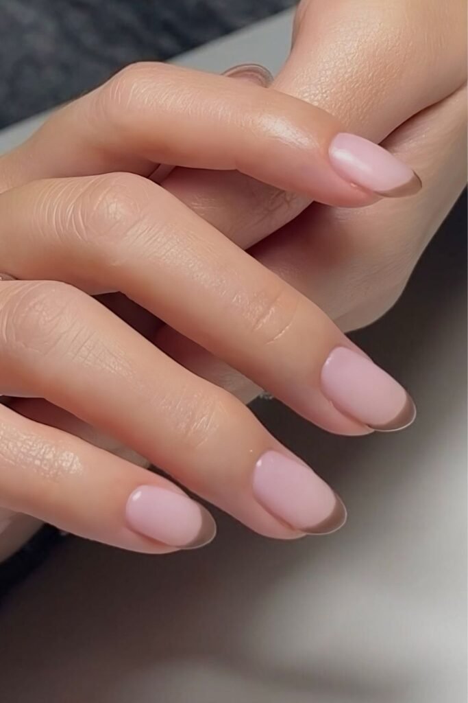 Taupe French nails